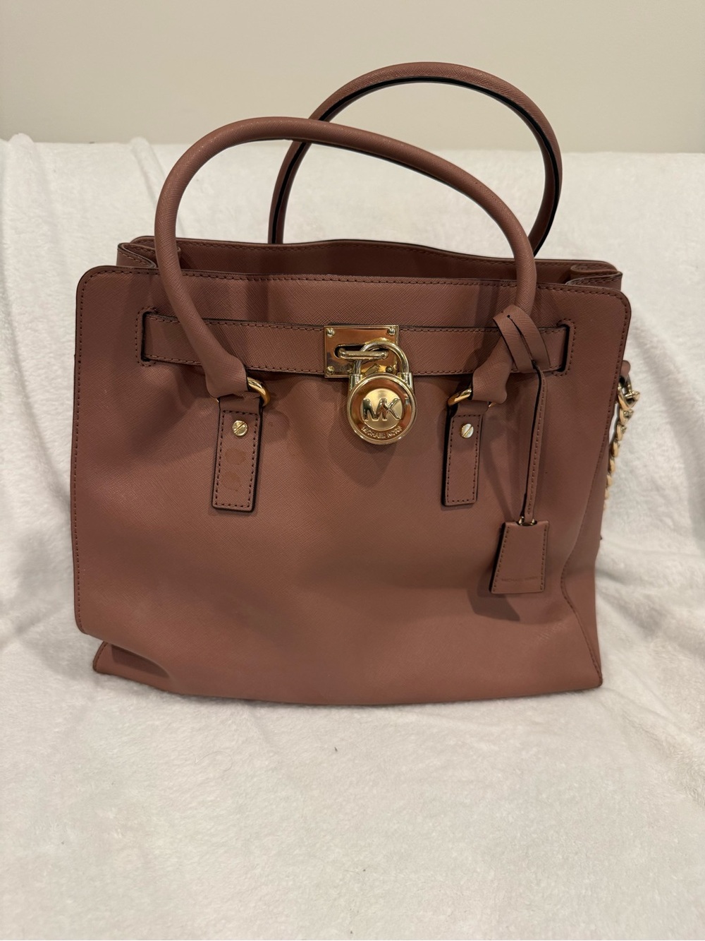 GUC Michael Kors Dusty Rose Leather Hamilton Satchel with Gold Hardware